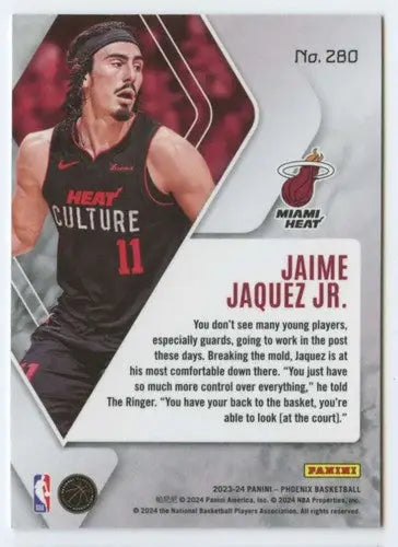 2023-24 Panini Phoenix #280 Jaime Jaquez Jr. NM-MT RC Rookie Heat ID:76156 - Basketball Card Single