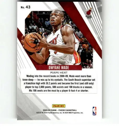 Dwyane Wade basketball trading card from Panini Phoenix with original gloss in 2023-24 series