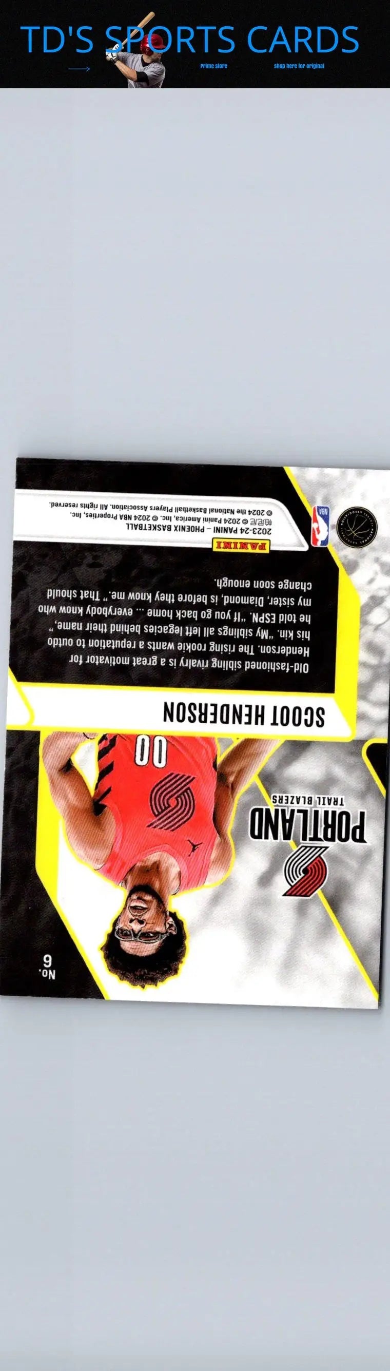 Scoot Henderson Fade to Black Phoenix Blue Ice basketball card from 2023-24 Panini Phoenix