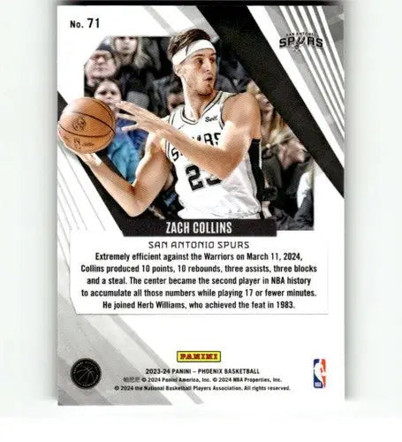 2023-24 Panini Phoenix #71 Zach Collins NM-MT Spurs ID:76133 - Basketball Card Single