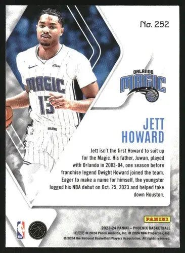 Basketball trading card featuring Jett Howard in Orlando Magic Phoenix Blue Ice design