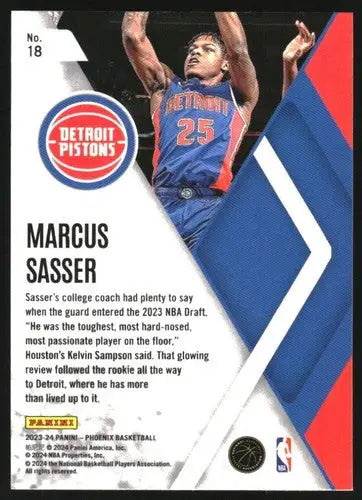 2023-24 Panini Phoenix Instant Phenom #18 Marcus Sasser NM-MT Pistons ID:76158 - Basketball Card Single