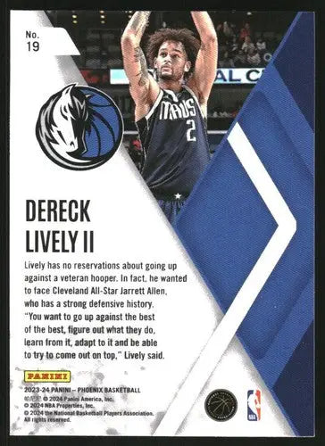 Basketball trading card featuring Dereck Lively II from Panini Phoenix 2023-24 series