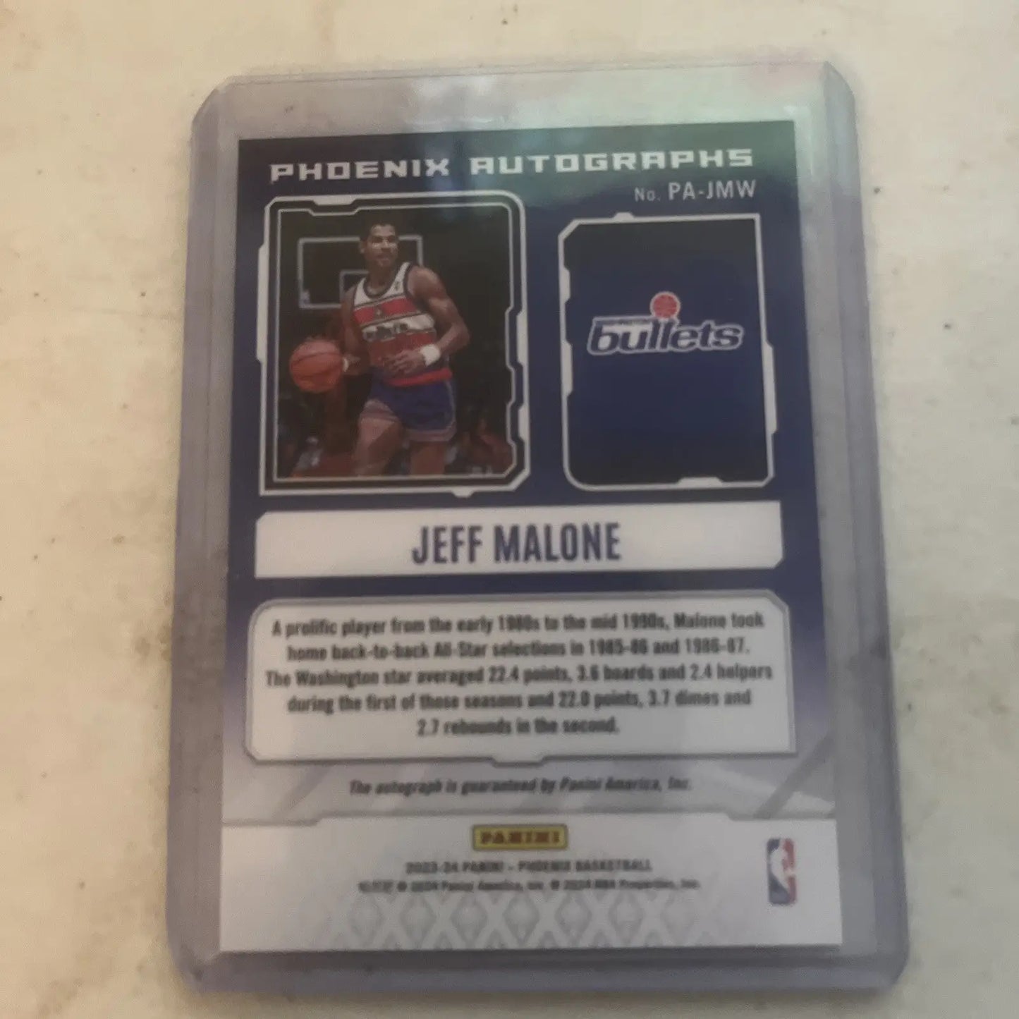 2023-24 Panini Phoenix Jeff Malone Auto Silver Prizm #PA-JMW SP Bullets - Basketball Card Single
