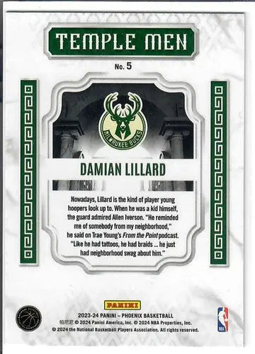 2023-24 Panini Phoenix Temple Men Phoenix Blue Ice #5 Damian Lillard NM ID:76116 - Basketball Card Single