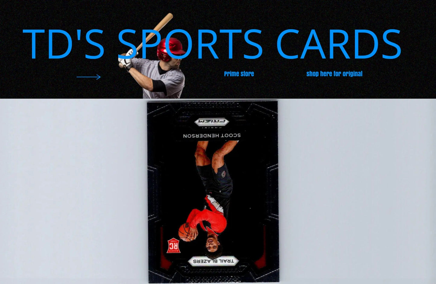 Upside-down Panini Prizm trading card featuring Scoot Henderson #141 for collectors