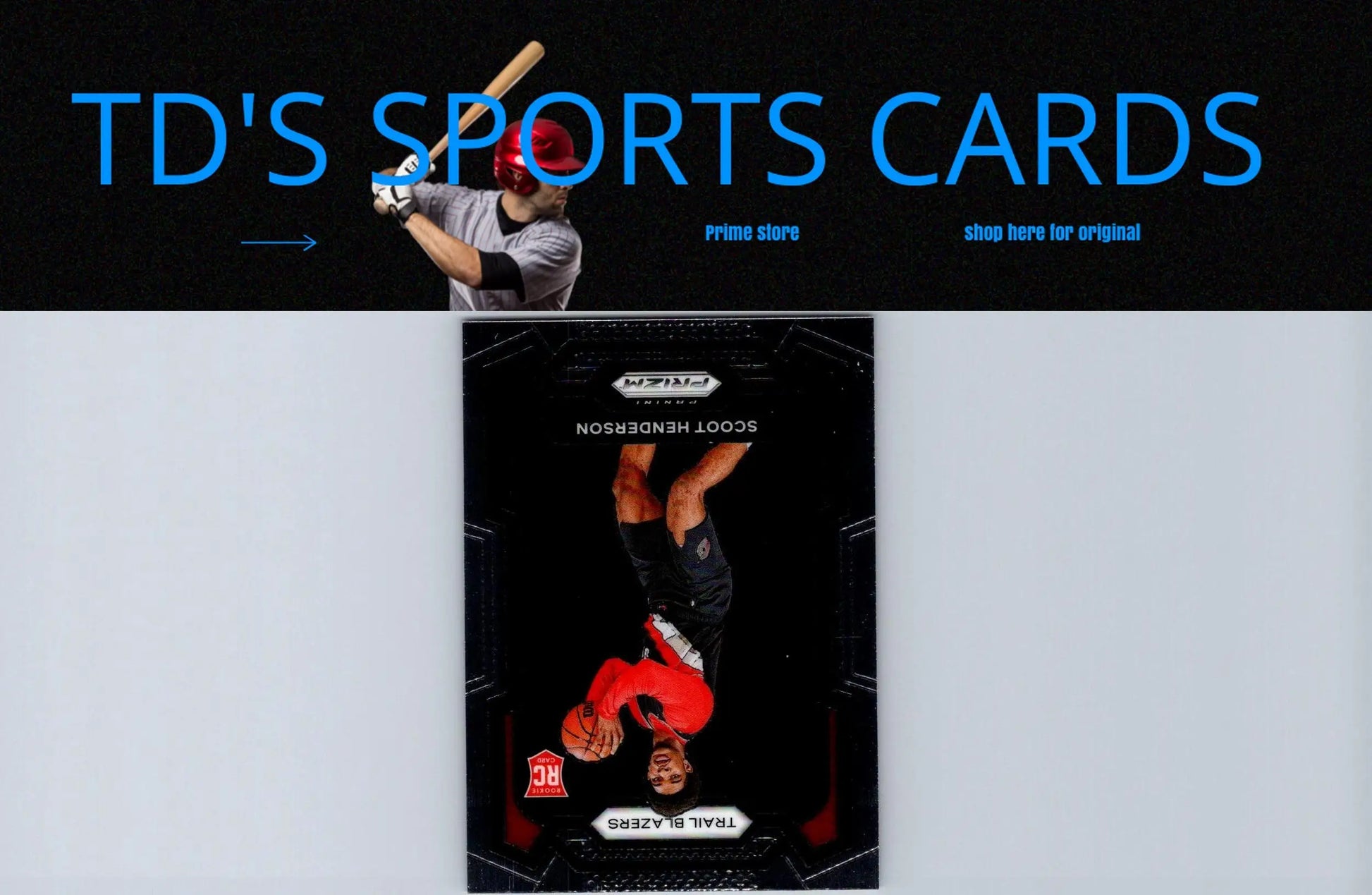 Upside-down Panini Prizm trading card featuring Scoot Henderson #141 for collectors