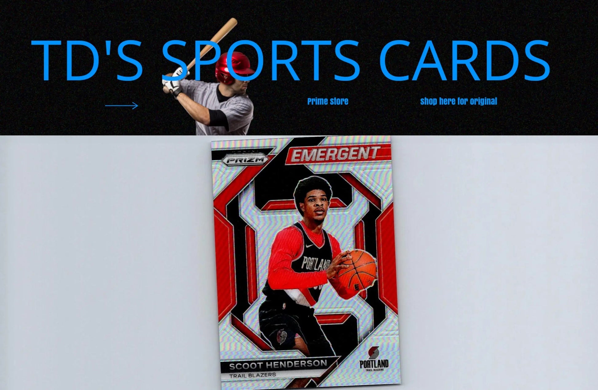 Scoot Henderson basketball card from 2023-24 Panini Prizm Emergent Prizms Silver