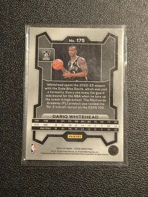 2023-24 Panini Prizm #175 Dariq Whitehead - Basketball Card Single