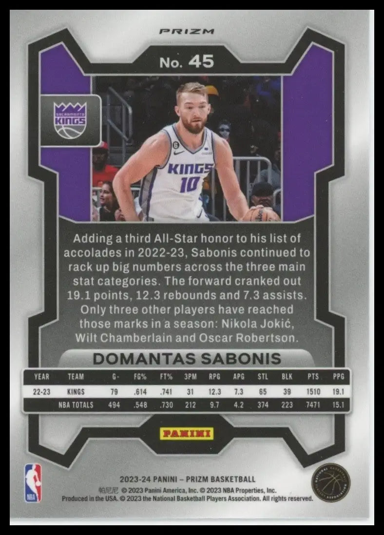 2023-24 Panini Prizm - Domantas Sabonis #45 Ice Prizm