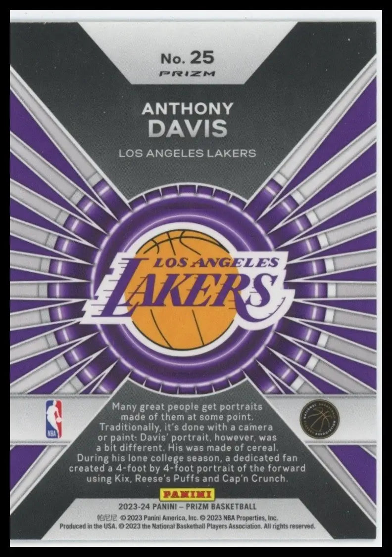 2023-24 Panini Prizm - Dominance Anthony Davis #25 Silver Prizm