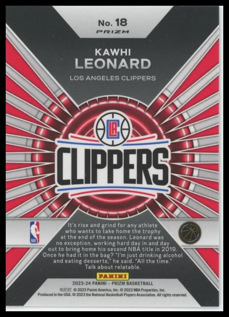 2023-24 Panini Prizm - Dominance Kawhi Leonard #18 Silver Prizm