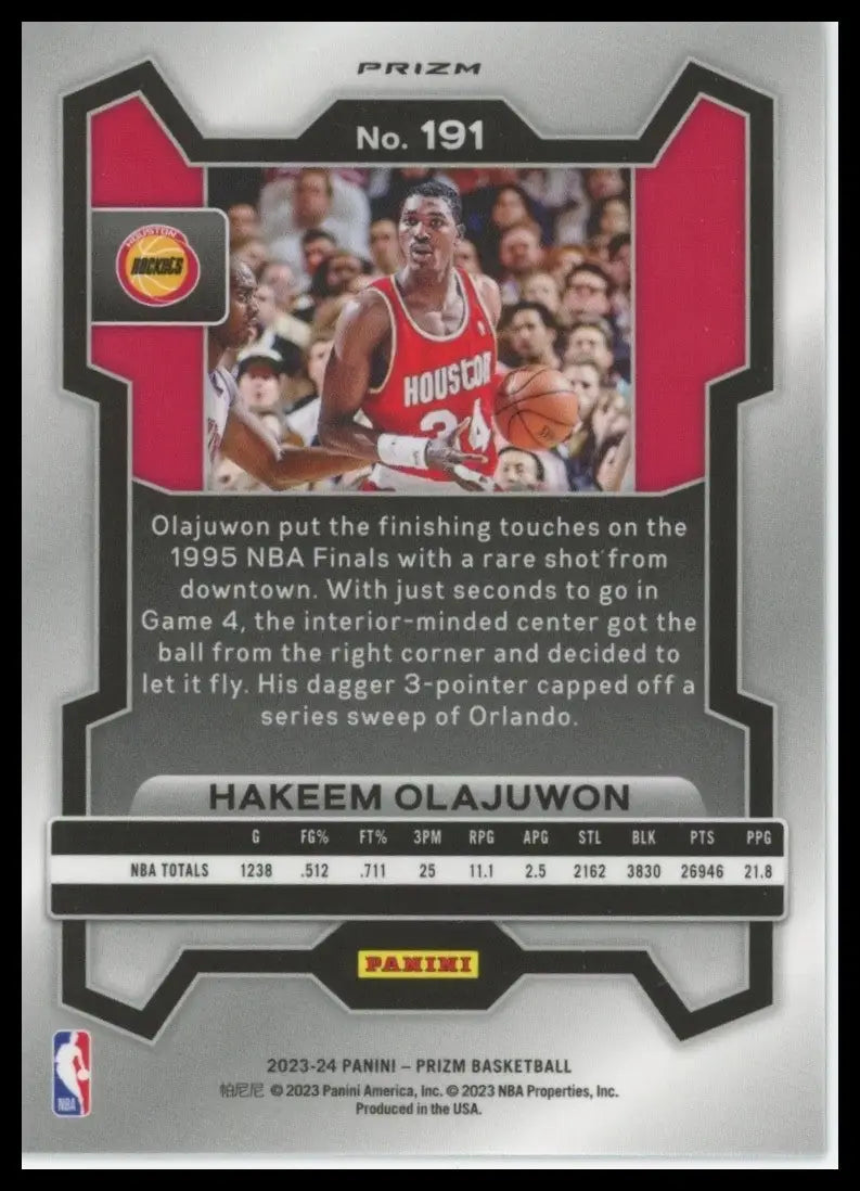 2023-24 Panini Prizm - Hakeem Olajuwon #191 Silver Prizm