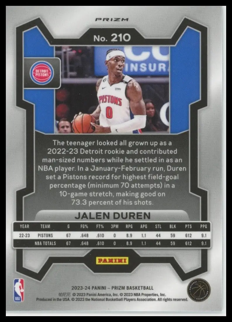 2023-24 Panini Prizm - Jalen Duren #210 Silver Prizm