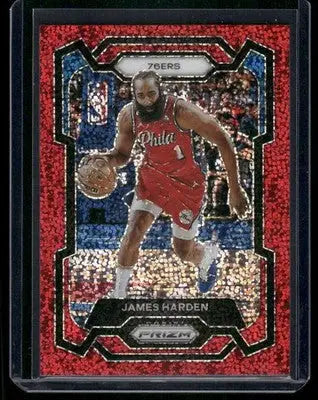 2023-24 Panini Prizm James Harden #98 Red Sparkle Basketball - Basketball Card Single