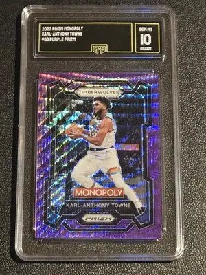 2023-24 Panini Prizm Monopoly #53 Karl-Anthony Towns Purple GMA 10 - Basketball Card Single
