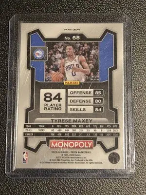 2023-24 Panini Prizm Monopoly #68 Tyrese Maxey Purple - Basketball Card Single
