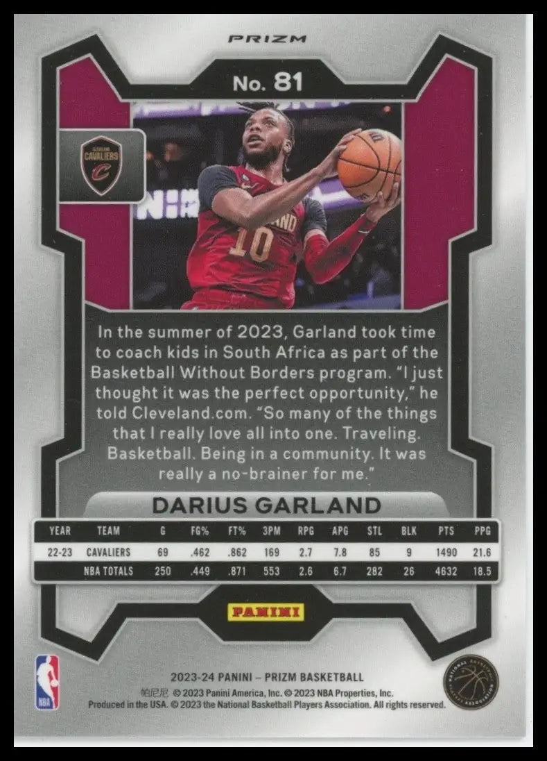 2023-24 Panini Prizm Orange Ice Darius Garland #81 Cleveland Cavaliers Card