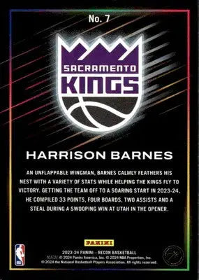 2023-24 Panini Recon #7 Harrison Barnes Base Sacramento Kings