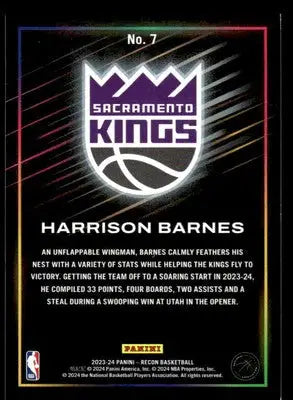 2023-24 Panini Recon #7 Harrison Barnes Holo Bronze #/299 Sacramento Kings - Basketball Card Single