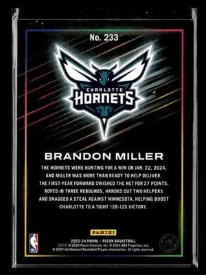 2023-24 Panini Recon Brandon Miller #233 Base RC Charlotte Hornets - Basketball Card Single