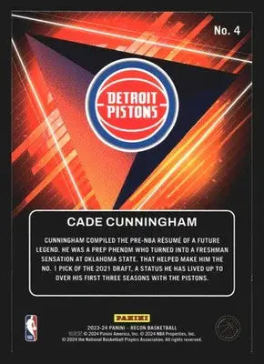 2023-24 Panini Recon Future Legends Cade Cunningham #4 Insert Pistons