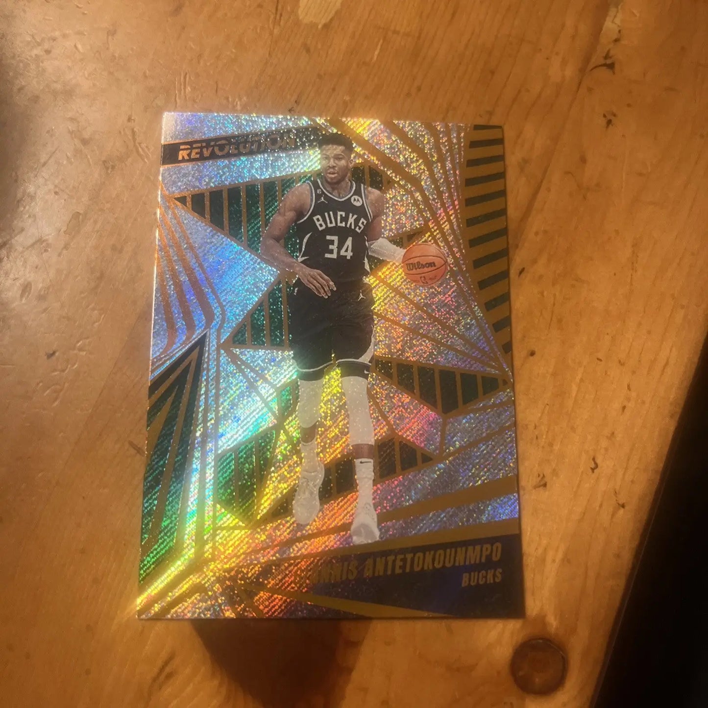 Giannis Antetokounmpo basketball card from 2023-24 Panini Revolution series