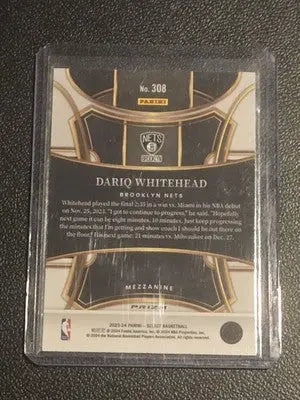 2023-24 Panini Select #308 Dariq Whitehead Green Ice Prizms - Basketball Card Single