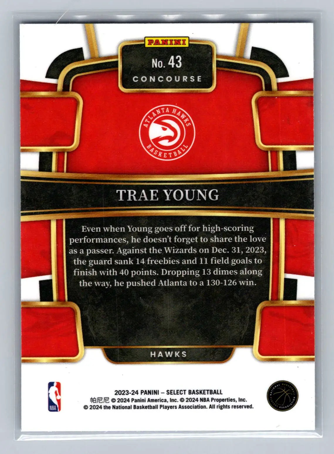 2023-24 Panini Select #43 Trae Young Blue (Retail Base) Atlanta Hawks - Basketball Card Single