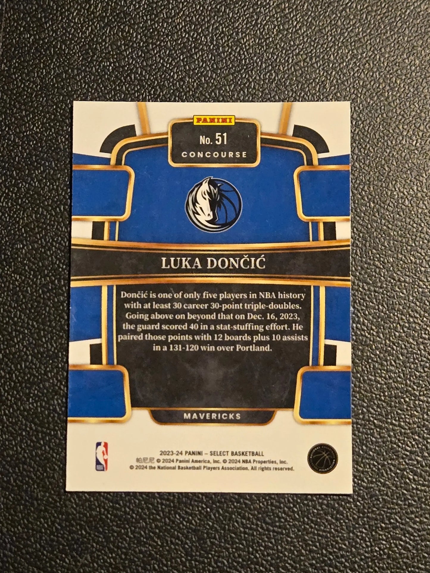 2023-24 Panini Select #51 Luka Doncic Blue Prizms - Basketball Card Single