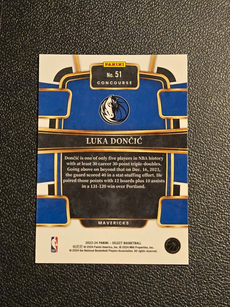 2023-24 Panini Select #51 Luka Doncic Blue Prizms - Basketball Card Single