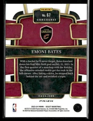 2023-24 Panini Select #67 Emoni Bates Blue Prizm RC Cleveland Cavaliers - Basketball Card Single