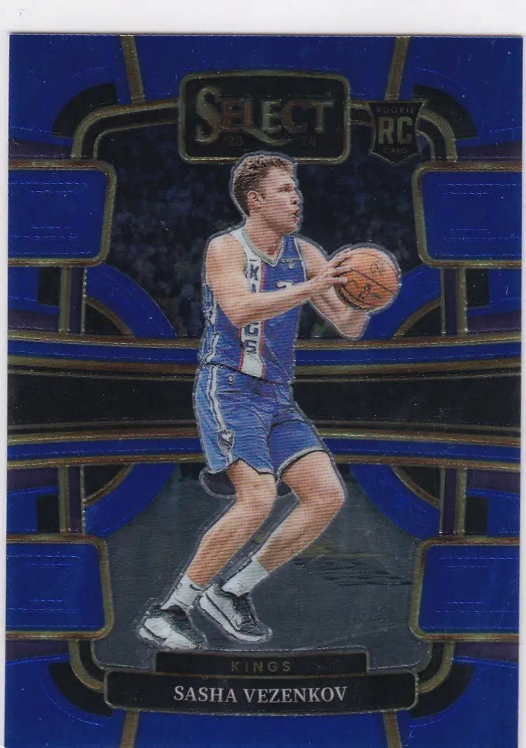 2023-24 Panini Select Blue Sasha Vezenkov RC Sacramento Kings basketball card
