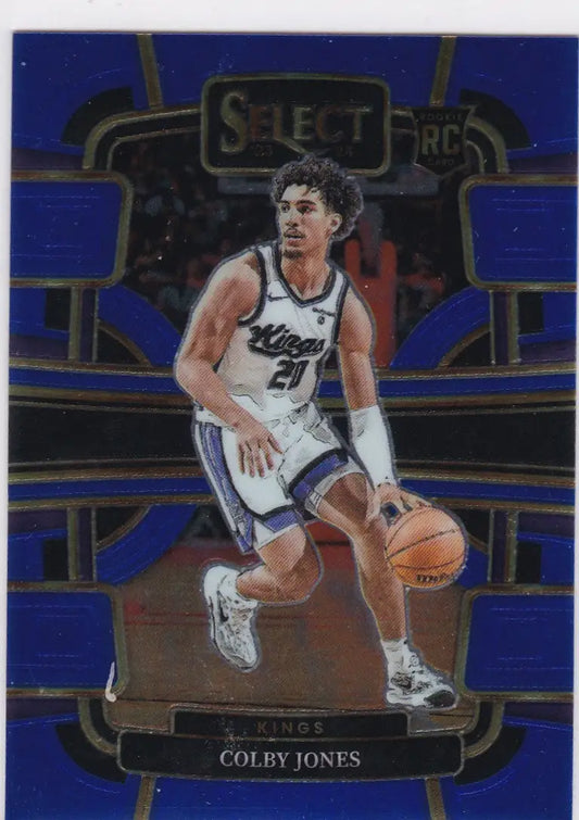 2023-24 Panini Select Blue Colby Jones RC Sacramento Kings basketball card