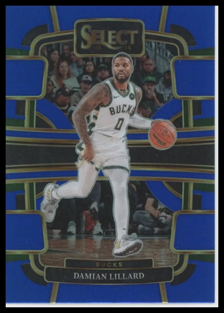 2023-24 Panini Select Blue Concourse Damian Lillard #63 Milwaukee Bucks Card NBA - Basketball Card Single