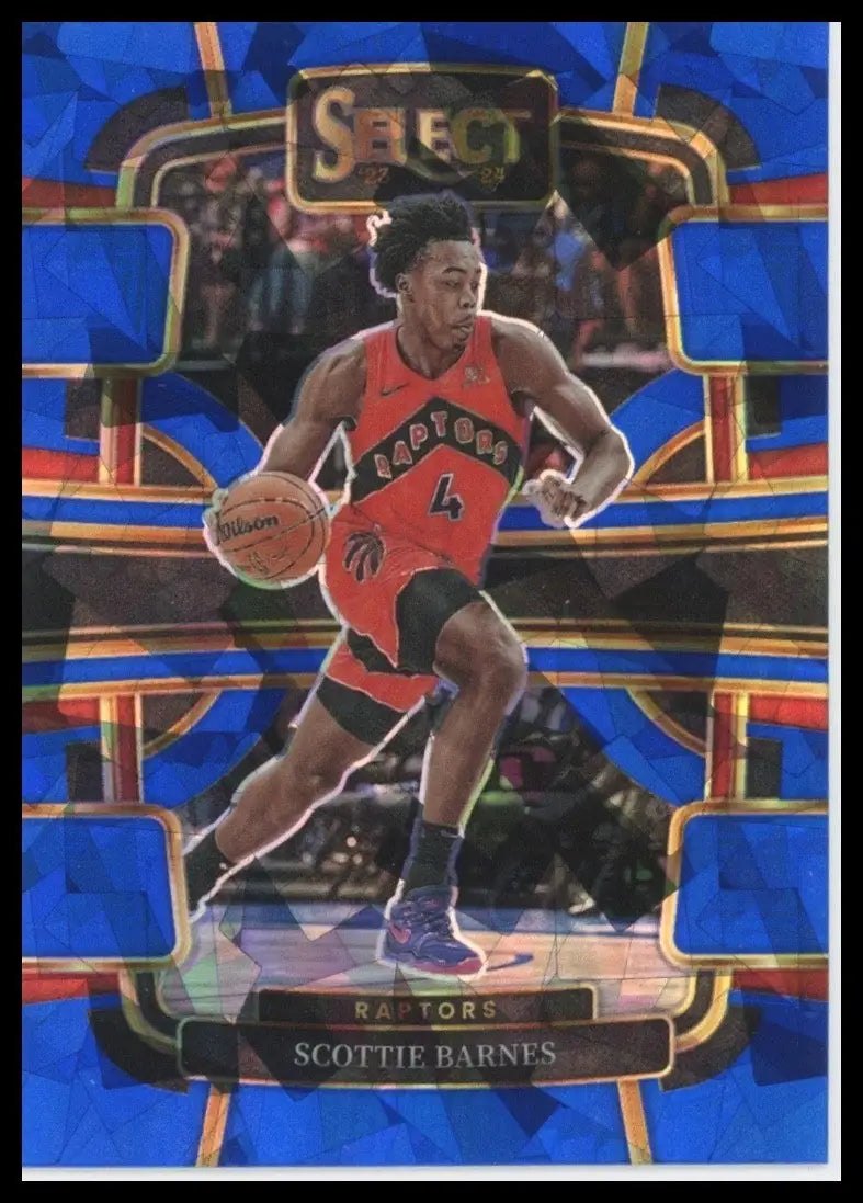 2023-24 Panini Select Blue Cracked Ice Concourse Scottie Barnes #54 Raptors Card - Basketball Card Single