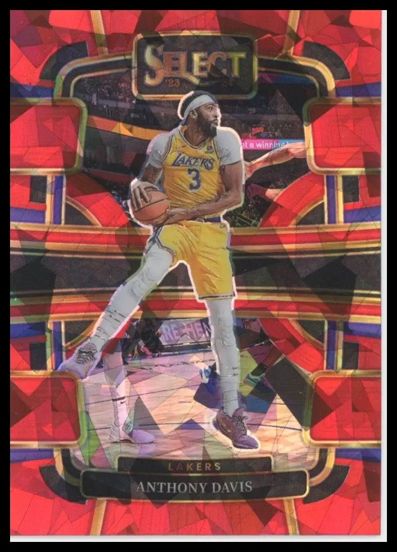 2023-24 Panini Select Red Cracked Ice Concourse Anthony Davis #20 LA Lakers Card - Basketball Card Single