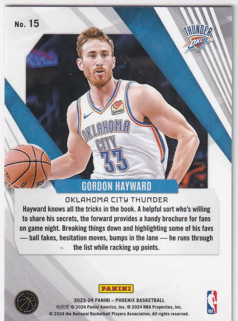 2023-24 PHOENIX #15 GORDON HAYWARD RED CRACKED ICE- OKLAHOMA CITY THUNDER