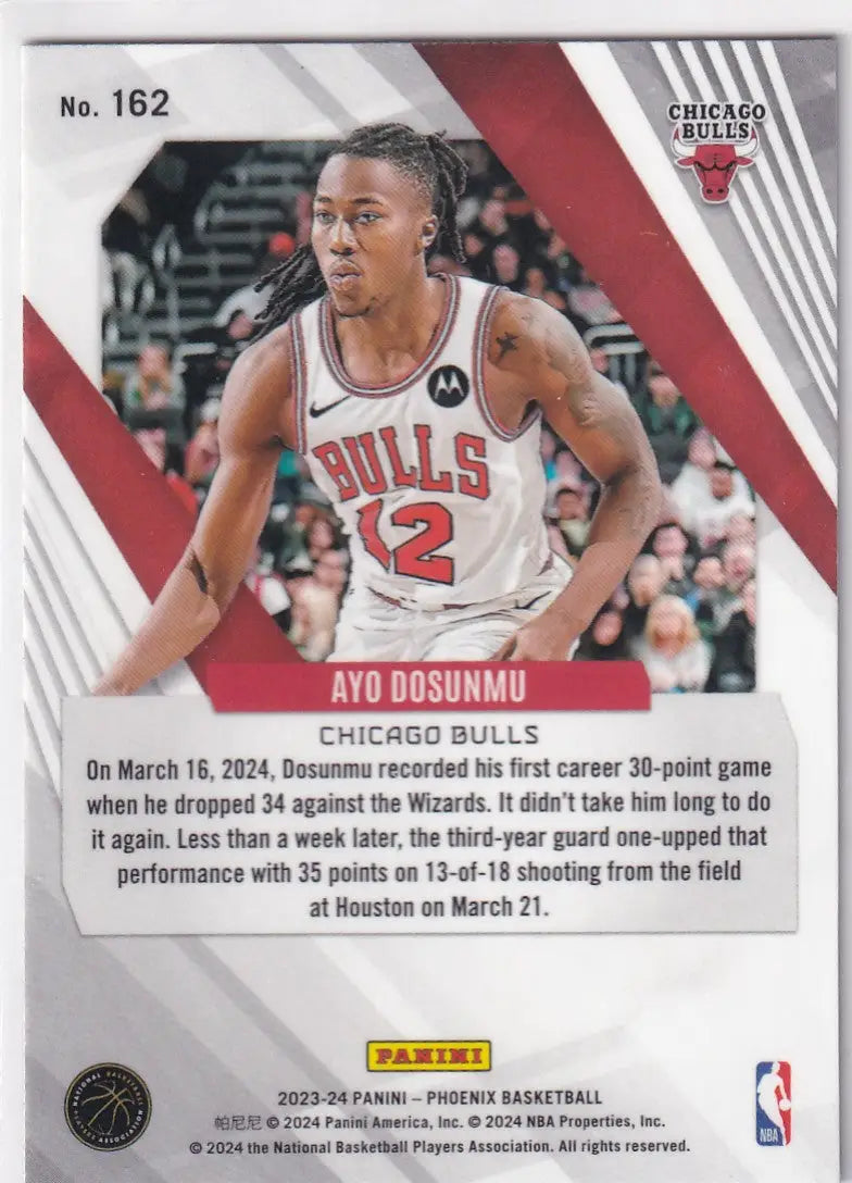 2023-24 PHOENIX #162 AYO DOSUNMU REFRACTOR- CHICAGO BULLS - Basketball Card Single