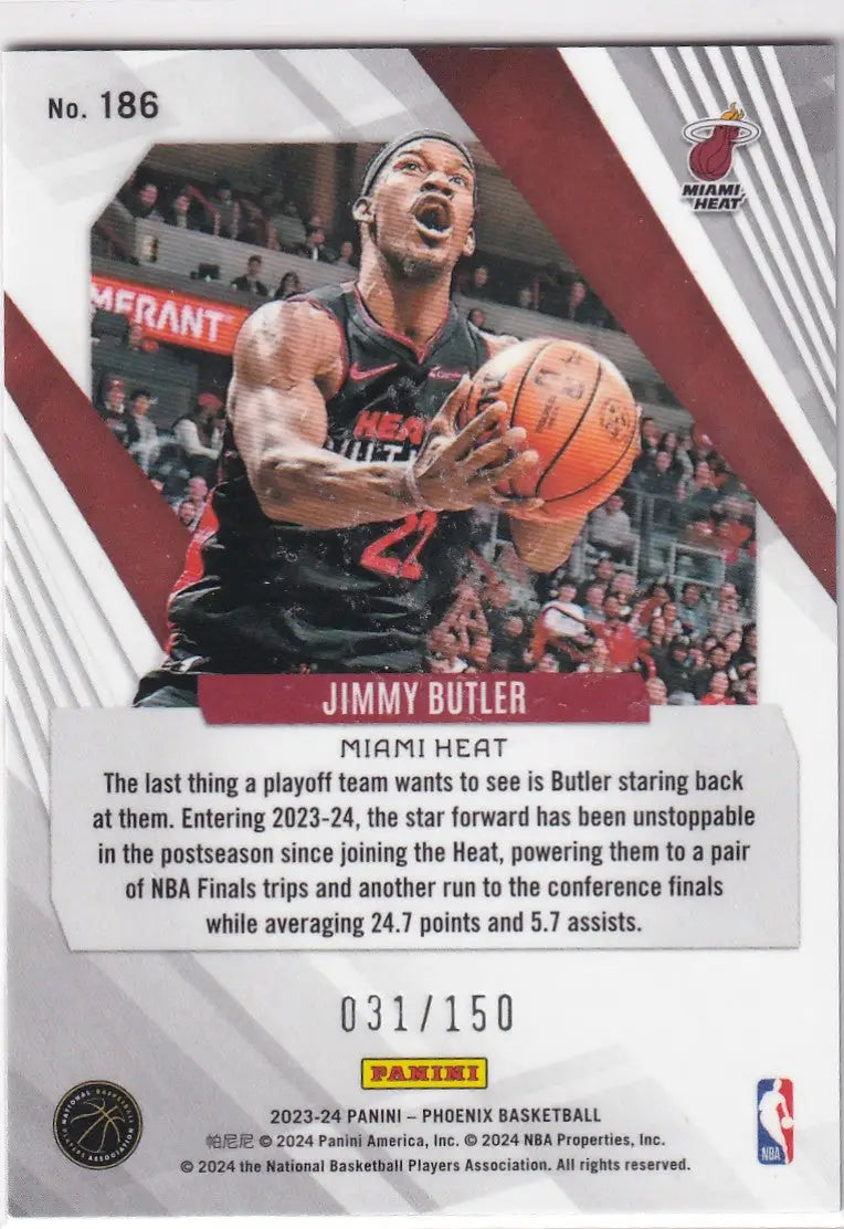 2023-24 PHOENIX #186 JIMMY BUTLER WHITE VELOCITY 31/150- MIAMI HEAT - Basketball Card Single