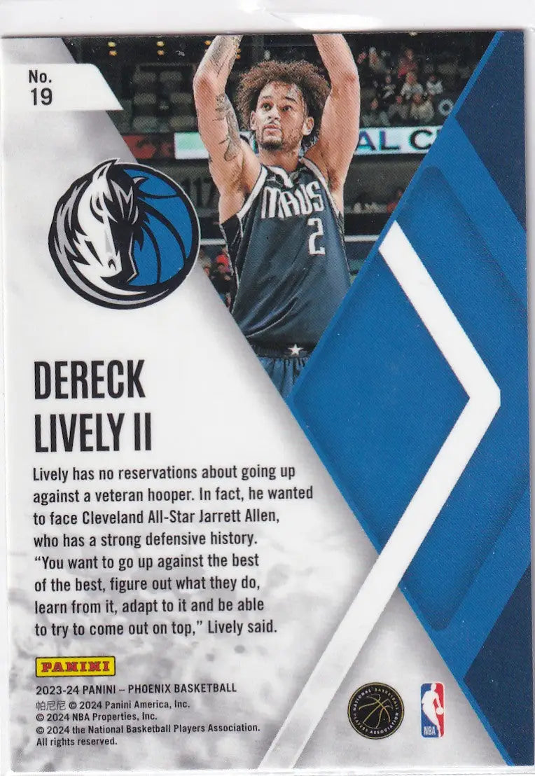 2023-24 PHOENIX #19 DERECK LIVELY INSTANT PHENOM- DALLAS MAVERICKS