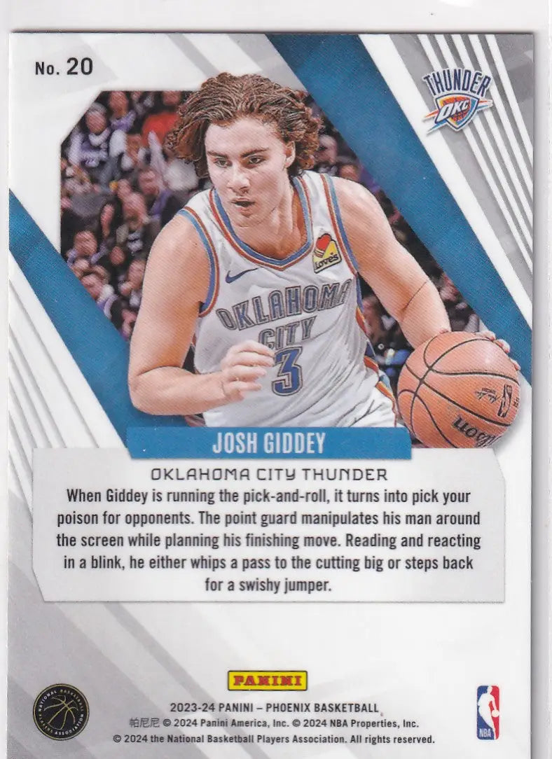 2023-24 PHOENIX #20 JOSH GIDDEY RED CRACKED ICE- OKLAHOMA CITY THUNDER