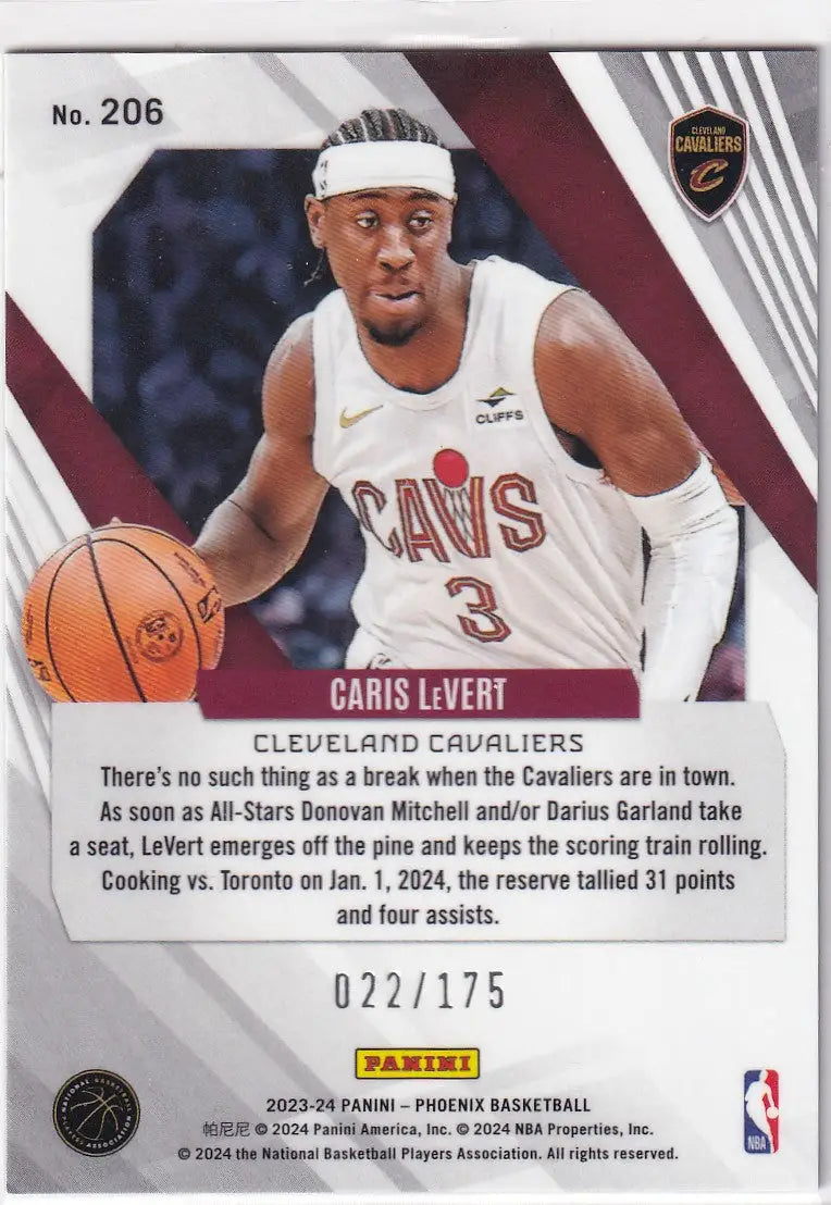 2023-24 PHOENIX #206 CARIS LEVERT GREEN VELOCITY 22/175- CLEVELAND CAVALIERS - Basketball Card Single