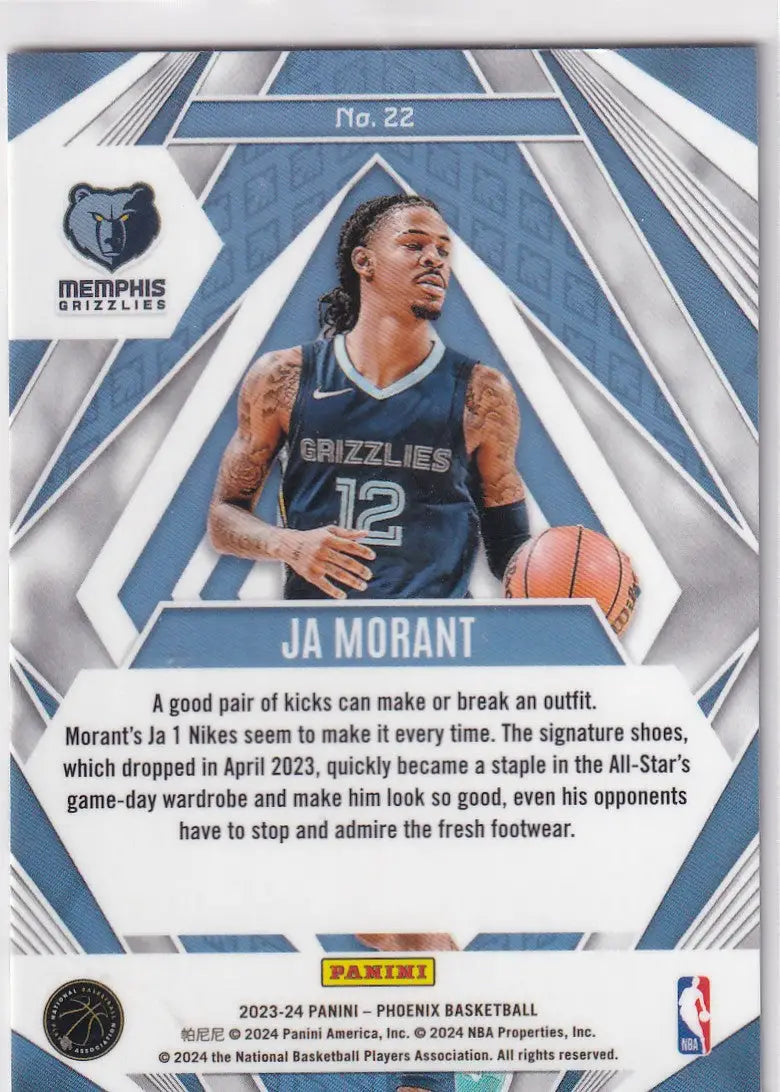 2023-24 PHOENIX #22 JA MORANT PARAGON- MEMPHIS GRIZZLIES - Basketball Card Single