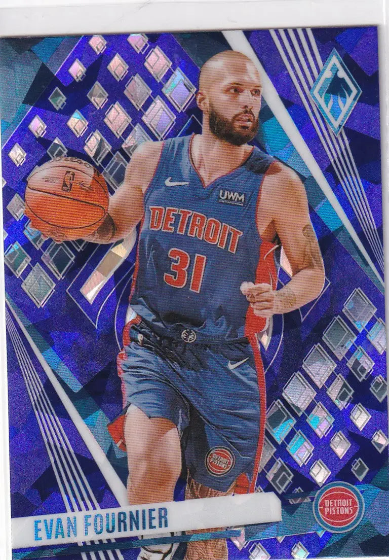 2023-24 PHOENIX #226 EVAN FOURNIER BLUE CRACKED ICE- DETROIT PISTONS - Basketball Card Single