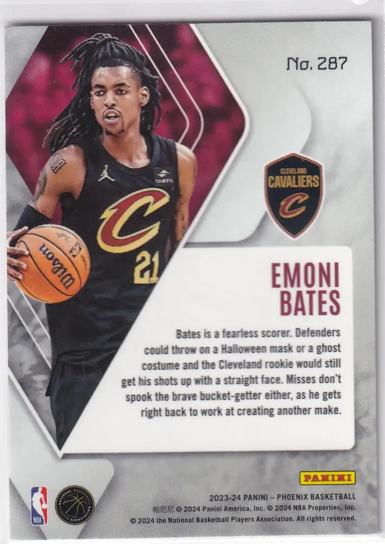 2023-24 PHOENIX #287 EMONI BATES RED CRACKED ICE- CLEVELAND CAVALIERS - Basketball Card Single