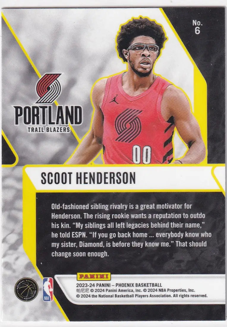 2023-24 PHOENIX #6 SCOOT HENDERSON FADED BLACK- PORTLAND TRAIL BLAZZERS - Other