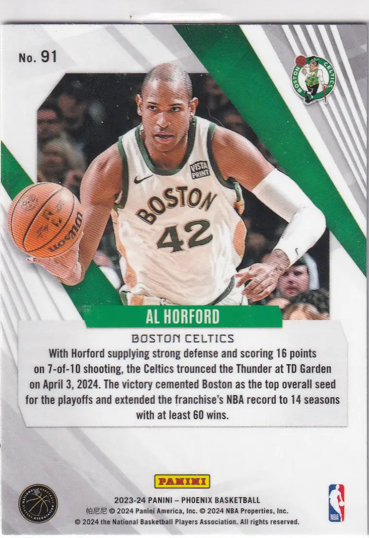 2023-24 PHOENIX #91 AL HORFORD BLUE CRACKED ICE- BOSTON CELTICS - Basketball Card Single