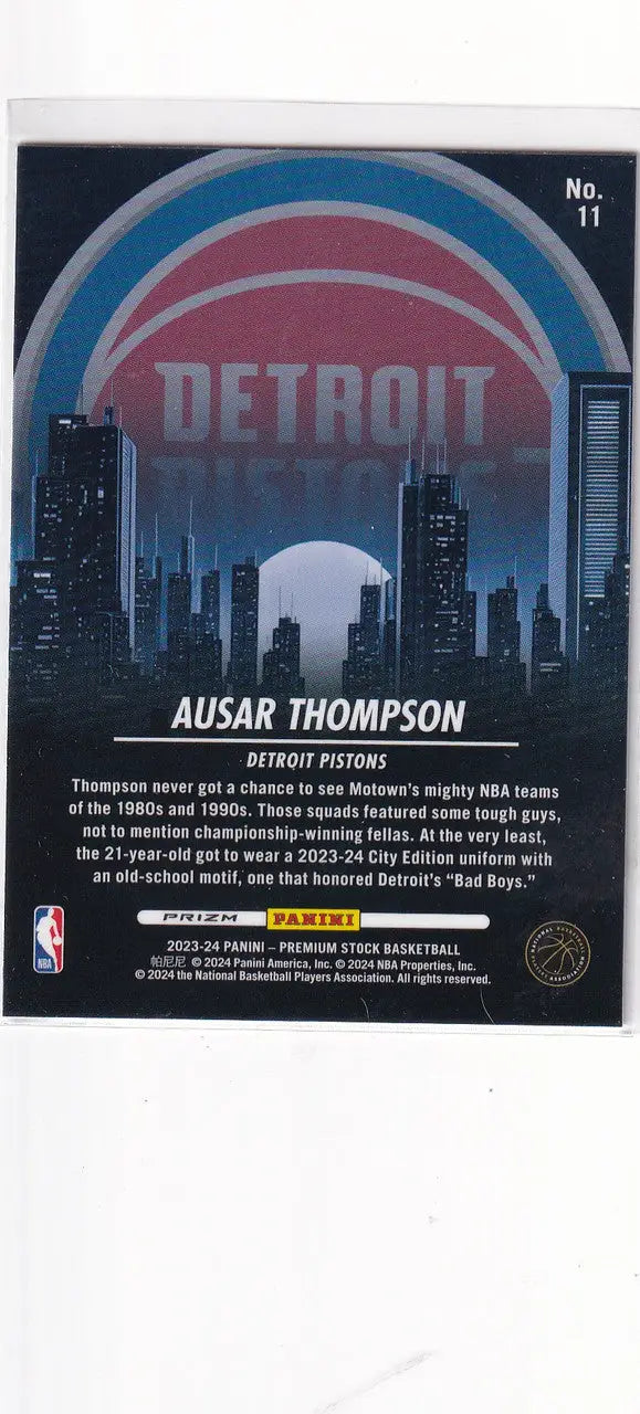 2023-24 PREMIUM STOCK #11 AUSAR THOMPSON CITY EDITION SILVER- DETROIT PISTONS - Basketball Card Single