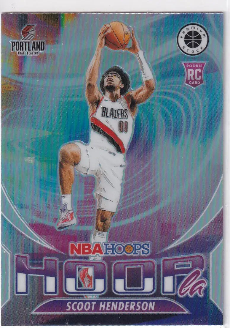 2023-24 PREMIUM STOCK #13 SCOOT HENDERSON HOOPLA HOLO- PORTLAND TRAIL BLAZZERS - Basketball Card Single